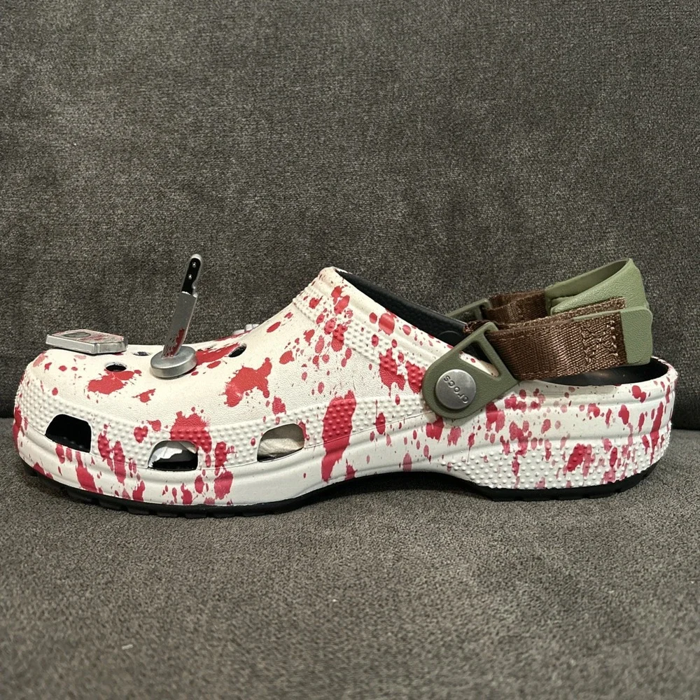 Crocs Friday The 13th Classic Clog Men 9 White Red Blood Jason Killer 212073-90H